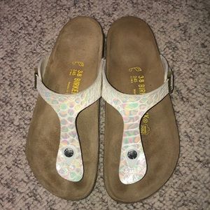 Beautiful White Holographic Snakeskin Birkenstocks
